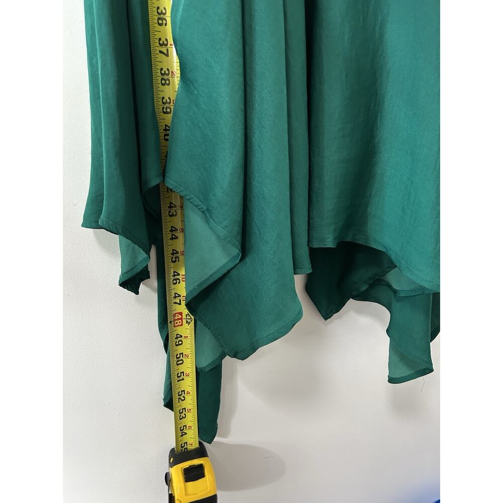 Kimchi Blue Green Emerald Midi Dress Gown Asymmetrical Hem Cocktail Satin Size 8 - Picture 11 of 12